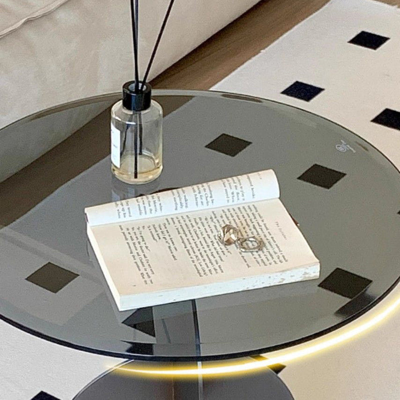 Modern Art Deco Round Combine Design Glass Metal End Table For Living Room