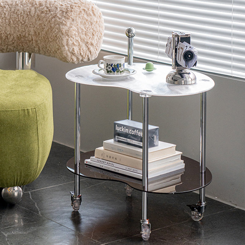 Contemporary Nordic Cloud Acrylic Stainless Steel Crystal Wheel End Table 2-Tier For Living Room