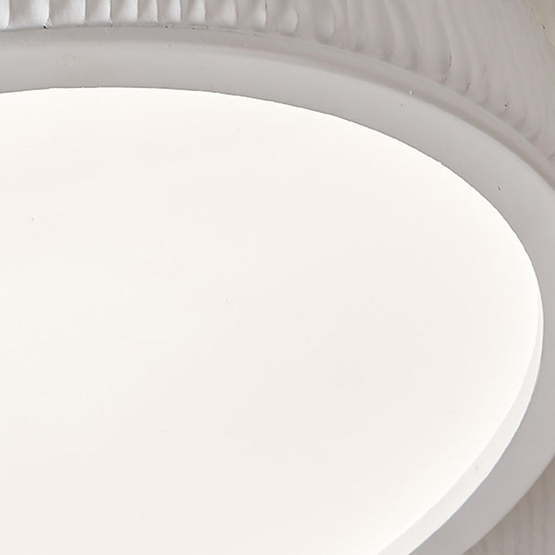 Modern Minimalist Round Stone Grain Resin Iron LED Flush Mount Ceiling Light For Bedroom