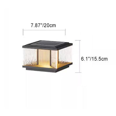 Modern Simplicity Aluminum Square Water-Rippled Glass LED Waterproof Solar Post Lamp Lawn Light For Garden