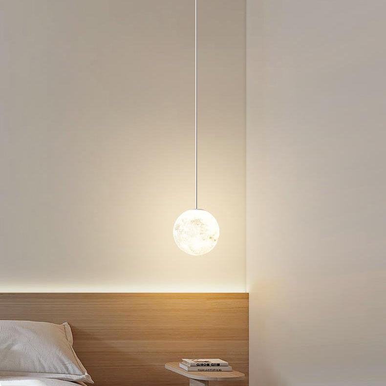 Moderne minimalistische Astronaut Mond Eisen Harz LED Pendelleuchte für Schlafzimmer 