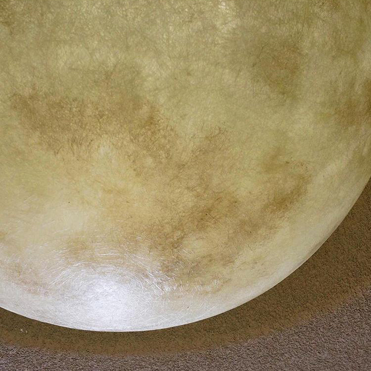 Contemporary Creative Resin Fiberglass Half-Circle Moon Convex Texture 1-Light Flush Mount Ceiling Light For Bedroom