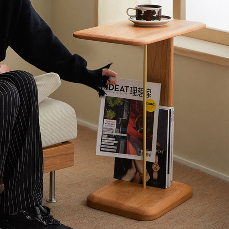 Modern Minimalist Square Wood End Table For Living Room