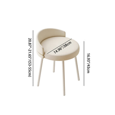 Modern Minimalist Round Cotton Linen Leather Iron Vanity Stool Low Backrest For Bedroom