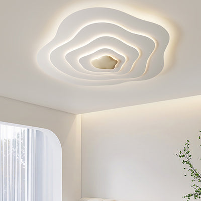 Modern Minimalist Cream Cloud Resin Iron LED Flush Mount Ceiling Light For Bedroom