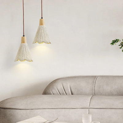 Contemporary Scandinavian Umbrella Bar Textured Cement 1-Light Pendant Light For Living Room