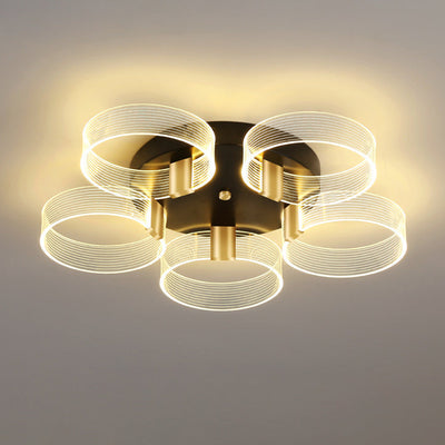 Modern Minimalist Multi Round Aluminum Acrylic LED Semi-Flush Mount Ceiling Light For Living Room