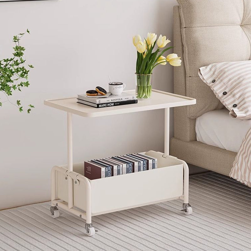 Modern Simplicity Tray Top Leather Storage Movable End Table 2-Tier For Living Room