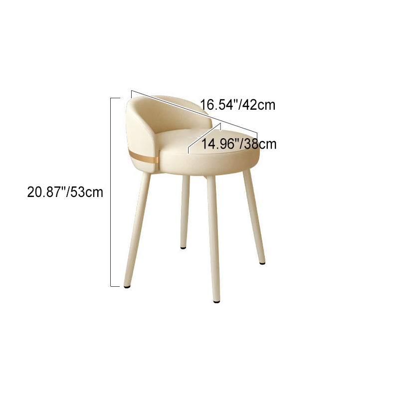 Tabouret de coiffeuse rond en cuir et métal avec dossier en éponge pour chambre à coucher 