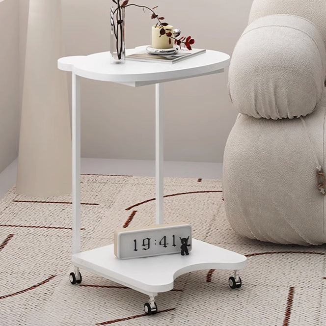 Modern Minimalist Panda Head Round Tabletop Artificial Board Plastic Side Table 1-Shelf For Living Room