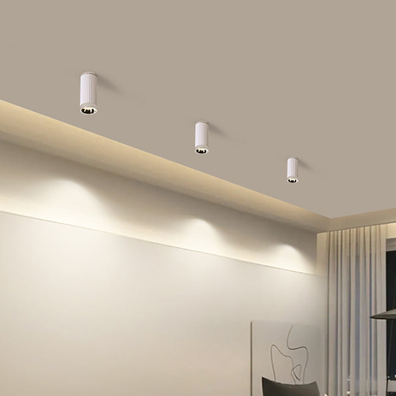 Modern Minimalist Cylindrical PC Aluminum LED Flush Mount Ceiling Light For Living Room