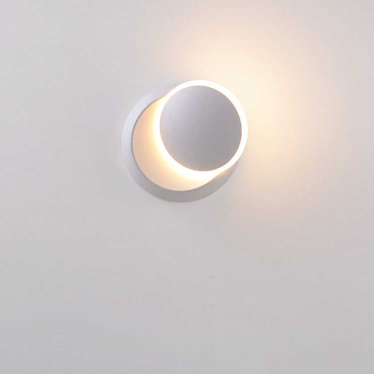 Modern Minimalist Round Rotatable Aluminum PC LED Wall Sconce Lamp For Bedroom