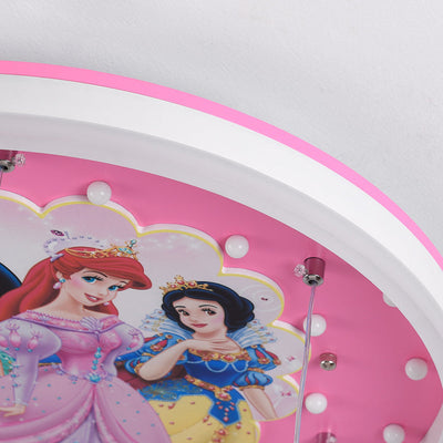 Contemporary Creative Cartoon Princess Elsa Acrylic Round Shade LED Flush Mount Ceiling Light For Bedroom