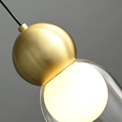 Modern Minimalist Dome Cylinder Orb Copper Glass 1-Light Pendant Light For Bedroom