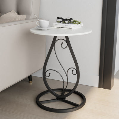 Modern Luxury Round Sintered Stone Top Metal Base Coffee Table For Living Room