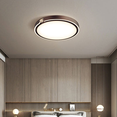 Modern Luxury Round Electroplated Aluminum Acrylic LED Flush Mount Ceiling Light For Bedroom