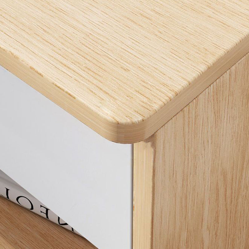 Modern Simplicity Square Tabletop Density Board Nightstand 1-Drawer For Bedroom