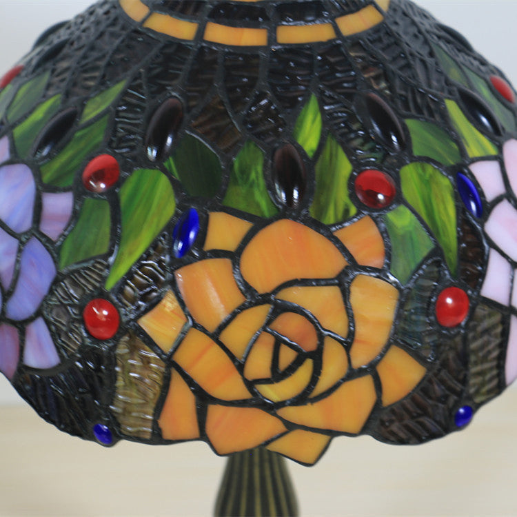 Traditional Tiffany Bloom Floral Stained Glass 1 - Light Table Lamp For Bedroom