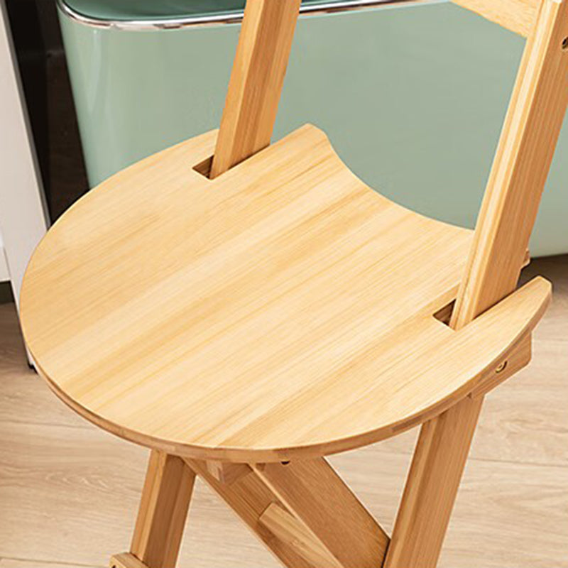 Modern Minimalist Round Square Bamboo Bar Stool Backrest Armless For Dining Room