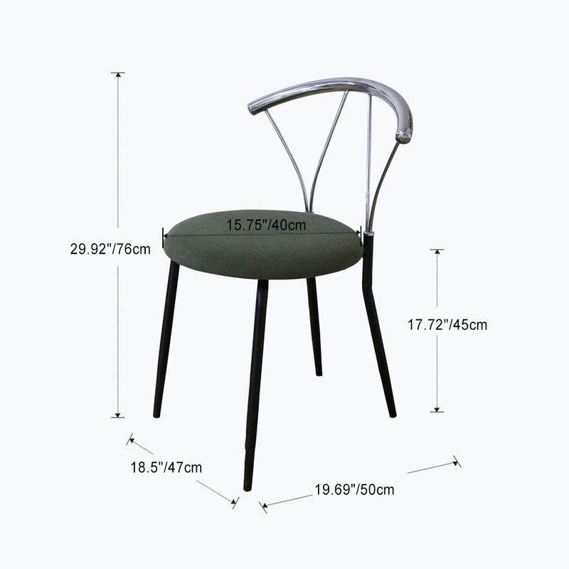 Contemporary Nordic Round Curved Backrest Iron Fabric Dining Chair For Dining Room