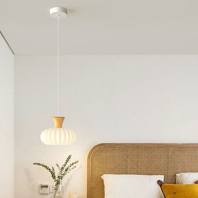 Contemporary Scandinavian Log Glass Round 1-Light Pendant Light For Bedroom