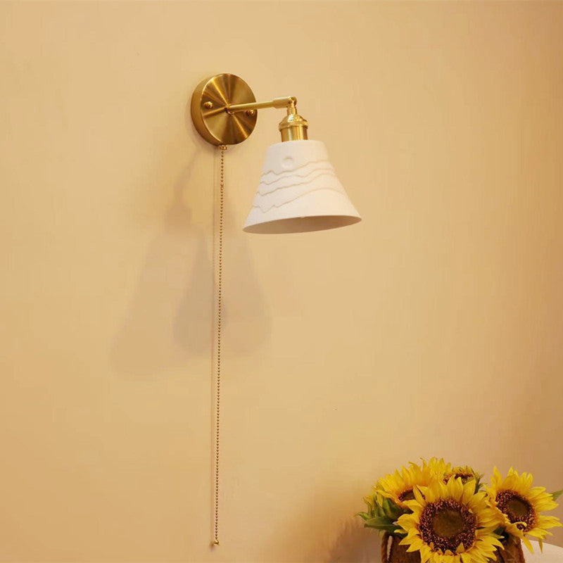 Contemporary Nordic Simplicity Brass Round 1-Light Vanity Light Wall Sconce Lamp For Bedroom