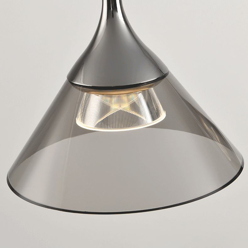 Contemporary Nordic Iron Aluminum Conical LED Liftable Pendant Light For Bedroom