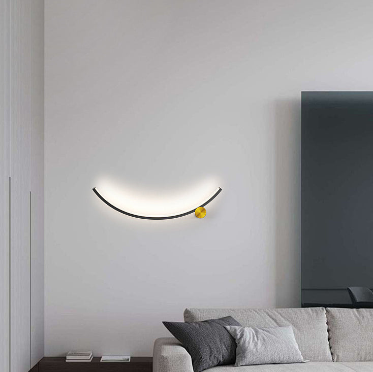 Modern Minimalist Arc Aluminum Strip Acrylic LED Wall Sconce Lamp For Living Room