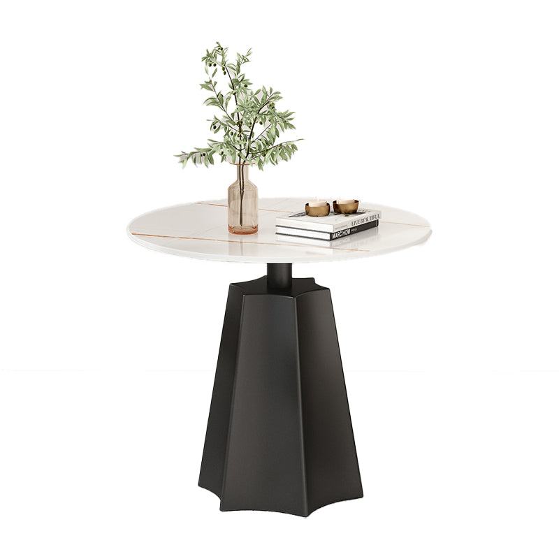 Modern Simplicity Round Hexagon Slate Carbon Steel End Table 1-Tray For Living Room