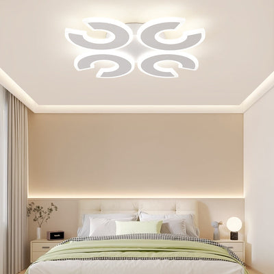 Modern Minimalist Line Square Round Iron Acrylic LED Semi-Flush Mount Ceiling Light For Bedroom