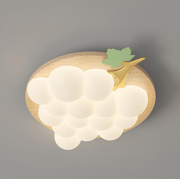 Contemporary Creative Kids Grape Iron Plastic LED Flush Mount Ceiling Light For Bedroom