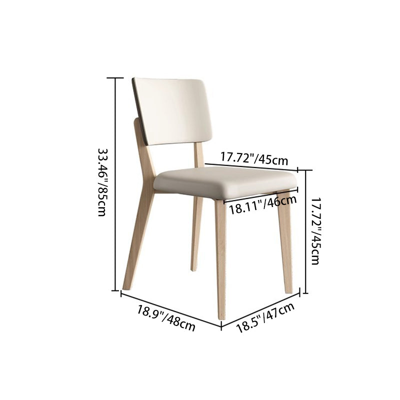 Contemporary Nordic Square Leather Solid Wood Frame Dining Chair Backrest For Dining Room