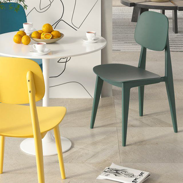 Contemporary Scandinavian Macaron Plastic Square Dining Chair Backrest For Dining Room