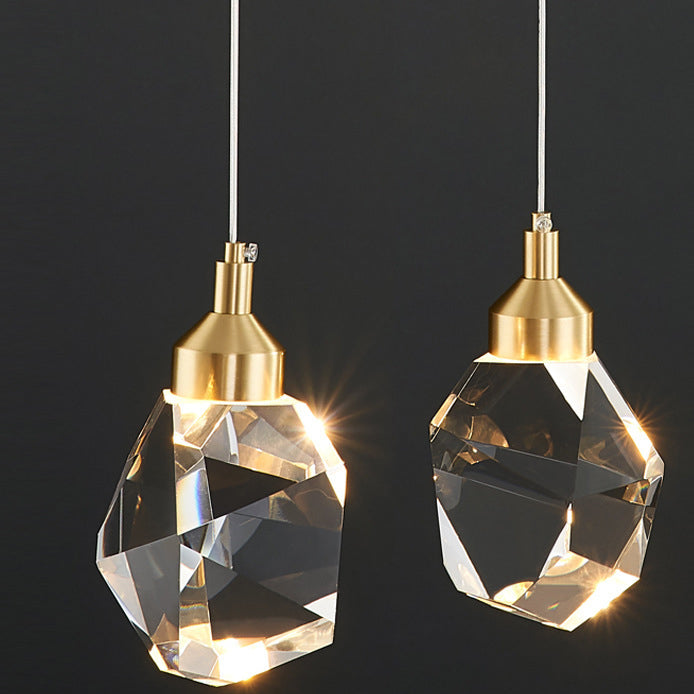 Modern Luxury Sparkling Crystal Stone Iron 1-Light Pendant Light For Living Room