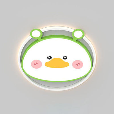 Contemporary Creative Cartoon Animal Duck Acrylic LED Flush Mount Ceiling Light For Bedroom