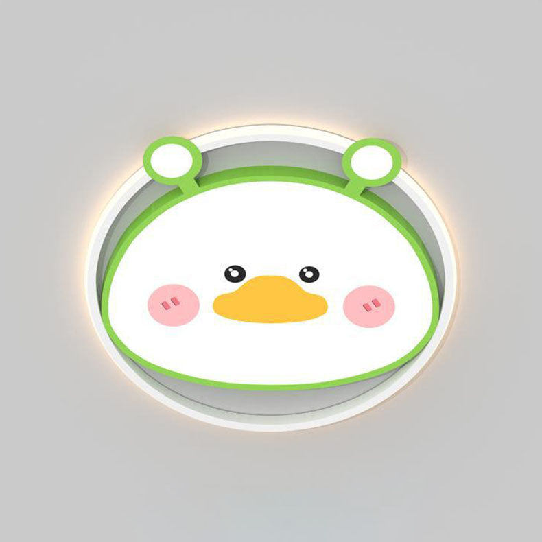 Contemporary Creative Cartoon Animal Duck Acrylic LED Flush Mount Ceiling Light For Bedroom