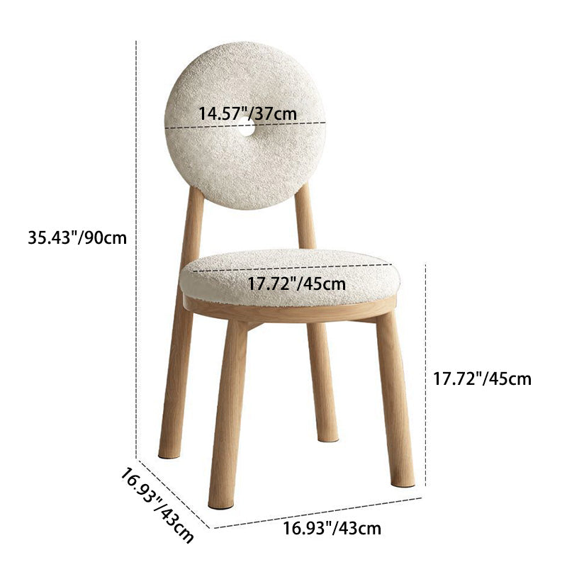 Contemporary Scandinavian Round Lambswool Wood Iron Vanity Stool Backrest Armless For Bedroom