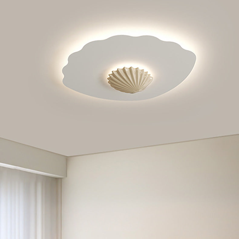 Contemporary Scandinavian Shell Iron Resin LED Flush Mount Ceiling Light For Living Room