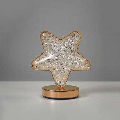 Modern Art Deco Metal Crystal Star Moon LED Table Lamp For Bedside