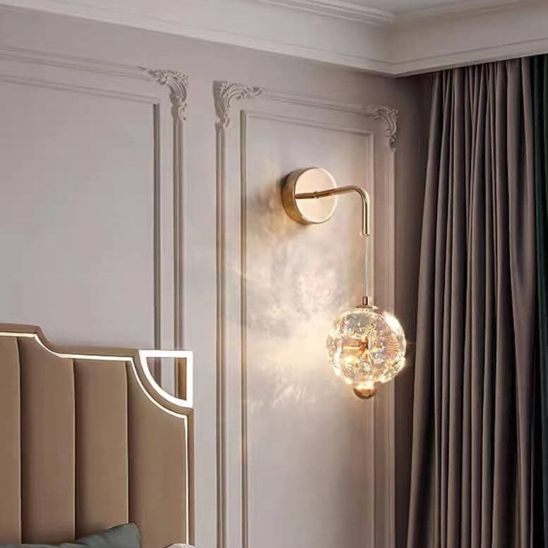 Modern Luxury Orb Hardware Crystal LED Wall Sconce Lamp For Bedroom