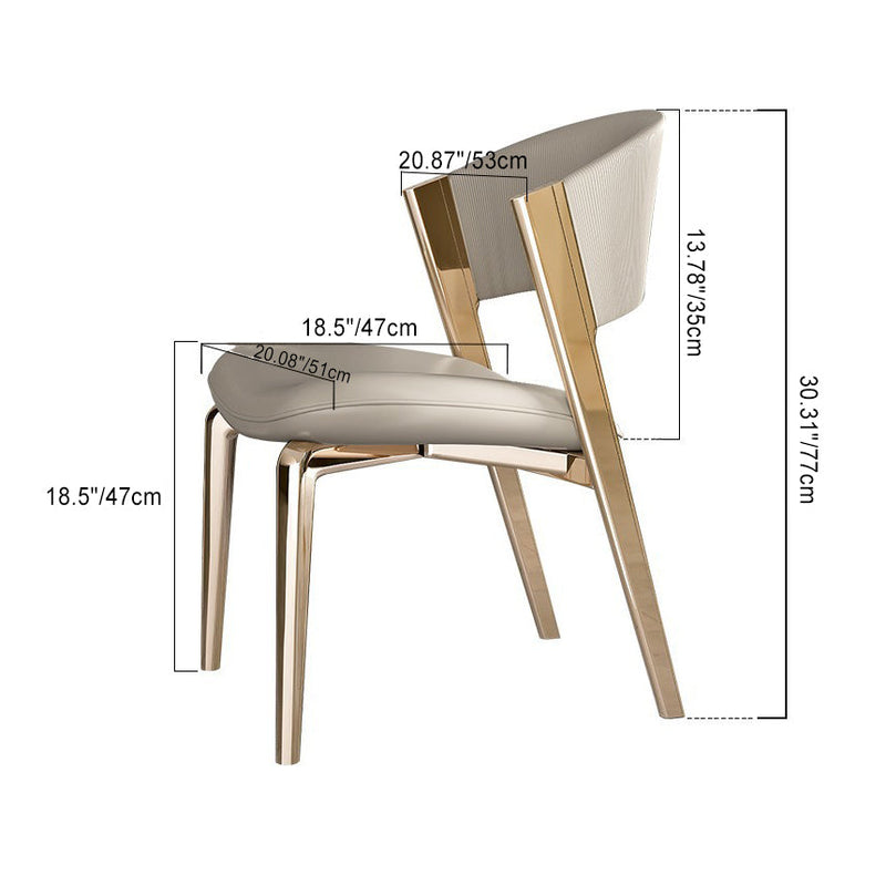 Modern Luxury Square Leather Stainless Steel Foam Dining Chair Four Legs Backrest For Dining Room