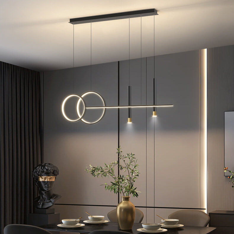 Modern Minimalist Iron Silicone Strip LED Island Light Chandelier For Dining Room