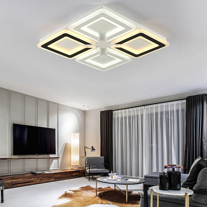 Modern Minimalist Diamond Iron Acrylic LED Flush Mount Ceiling Light For Living Room