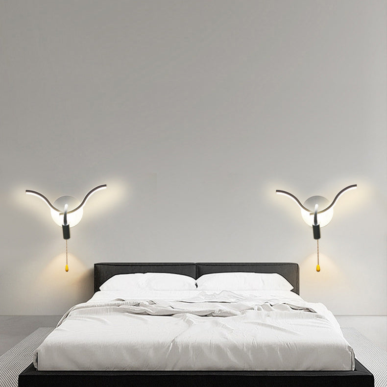 Contemporary Nordic Triangle Gull Aluminium Iron PC LED Wall Sconce Lamp With Spotlight For Bedside