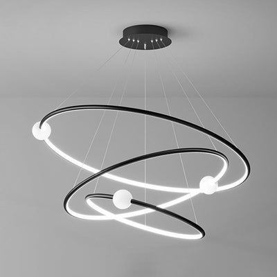 Modern Minimalist Multi Tier Circle Aluminum Iron Silicone LED Chandelier For Living Room