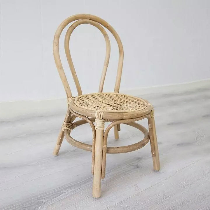 Traditional Japanese Round Rattan Weaving Footstool Bow Knot Backrest For Entryways