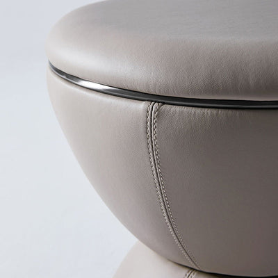 Modern Minimalist Round Hourglass Shape Leather Stainless Steel Low Stool For Living Room