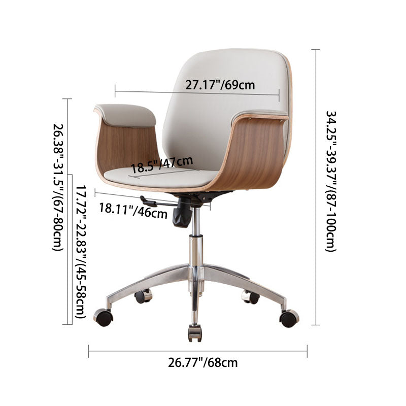 Contemporary Luxury Microfiber Leather Wood Grain Height Adjustable Swivel Desk Chair Backrest Armrest For Home Office