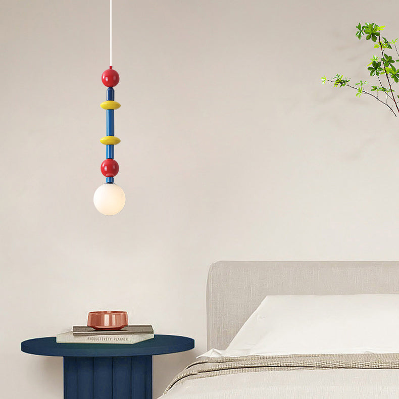 Modern Simplicity Iron Glass Ball Strip 1-Light Pendant Light For Bedside