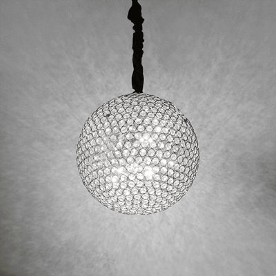 Modern Minimalist Round Iron Crystal 4-Light Chandelier For Living Room